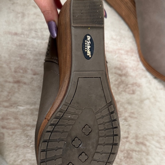 Dr. Scholl's Taupe Mules with Wedge Heel - Picture 8 of 9